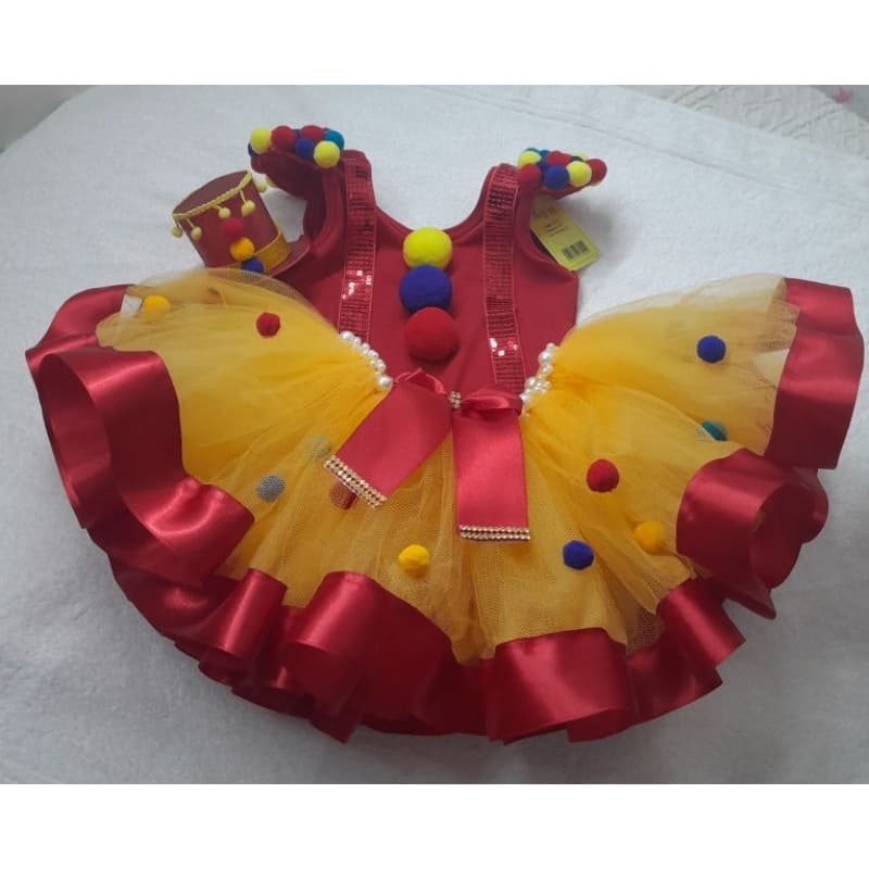 Tutu Circo Palhacinha vermelho e amarelo