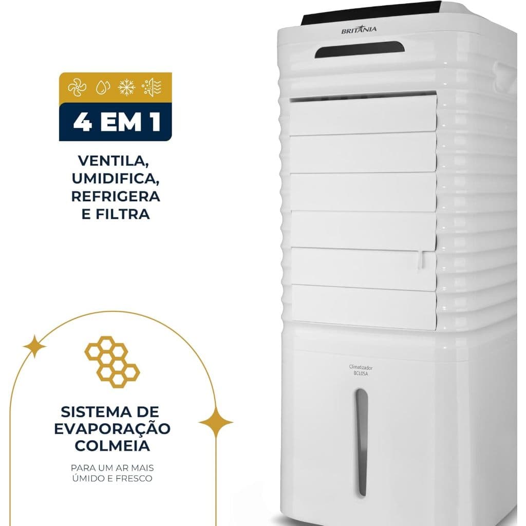 Climatizador De Ar Britânia 4 Em 1 Autonomia De 26h Bcl05a Cor Branco
