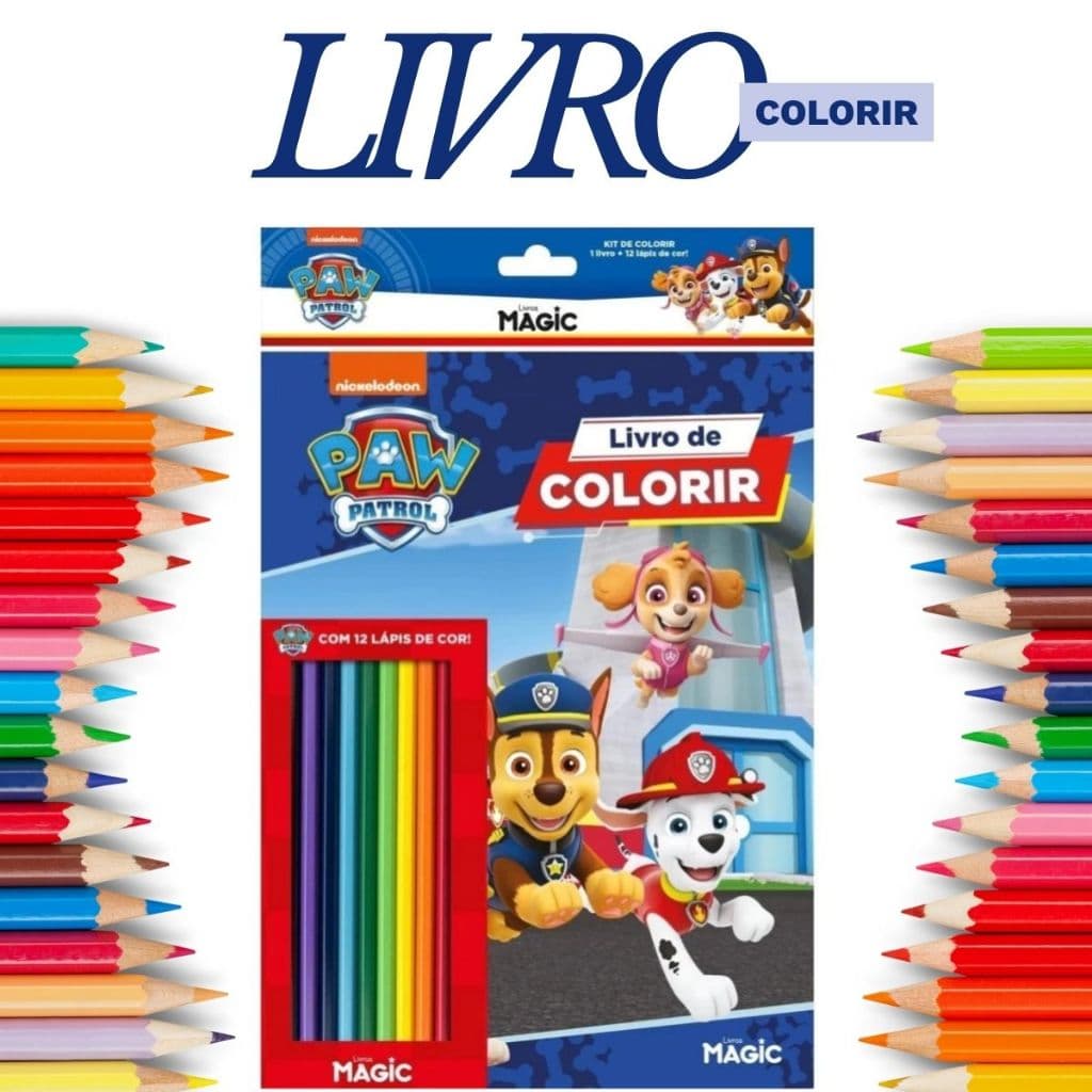 Kit para Colorir 12 Lapis de Cor mais Livro de Desenhos para Pintar