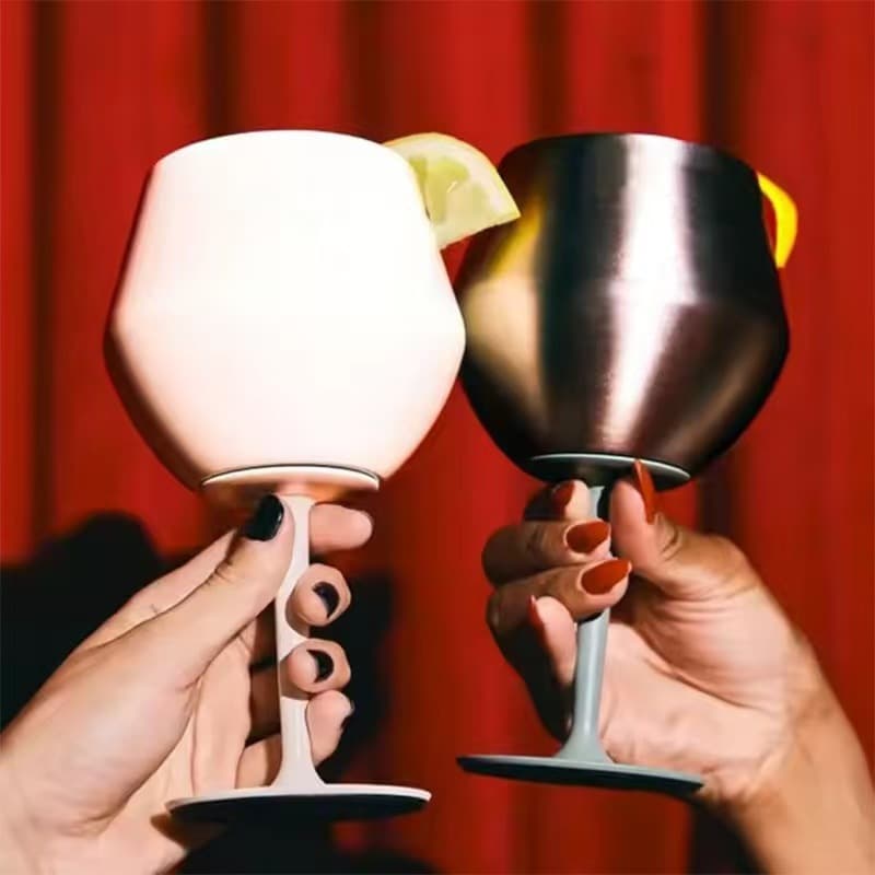 Taça de Vinho Térmica com Copa Alta 14oz Design 2 em 1 em Aço Inoxidável Antiderrapante e Fácil Limpeza