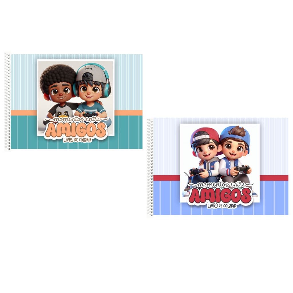 Amigos e Irmãos | Livro de Colorir Amigos Meninos /Kids/ Presente / Edição Fofa e Divertida / Tamanho A5 & A4 /50 Pag