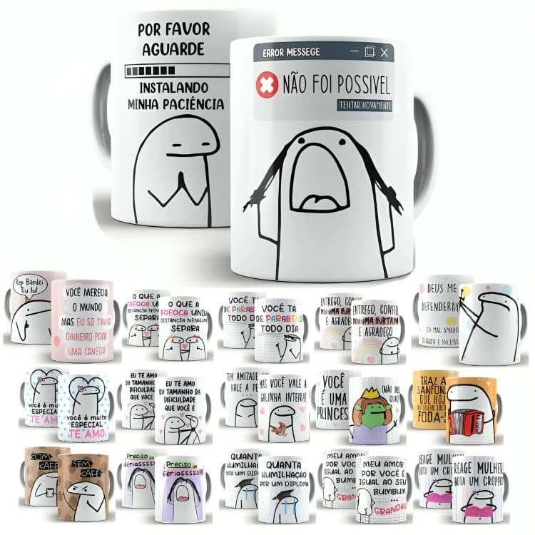 Caneca_Xícara_ Porcelana_ Polímero _Flork Meme _Frases _Divertida - Promoção_Envio_imediato