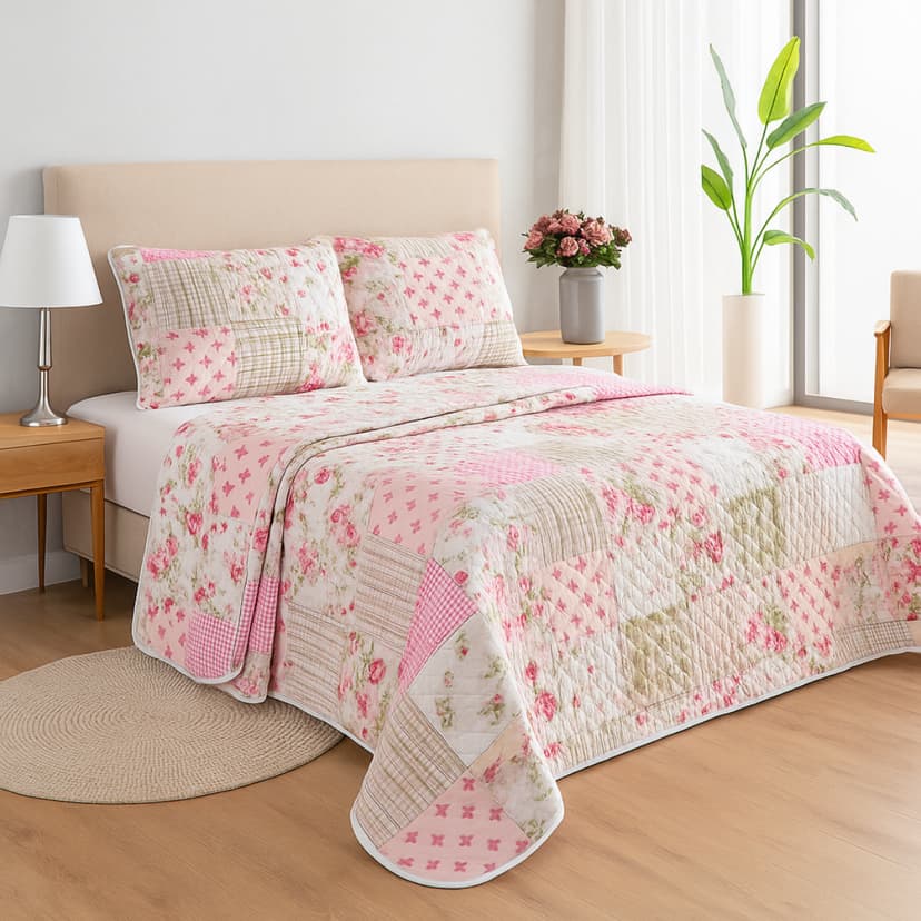 Cobre Leito Casal Padrão Estampado Dupla face 3 peças Super Promoção