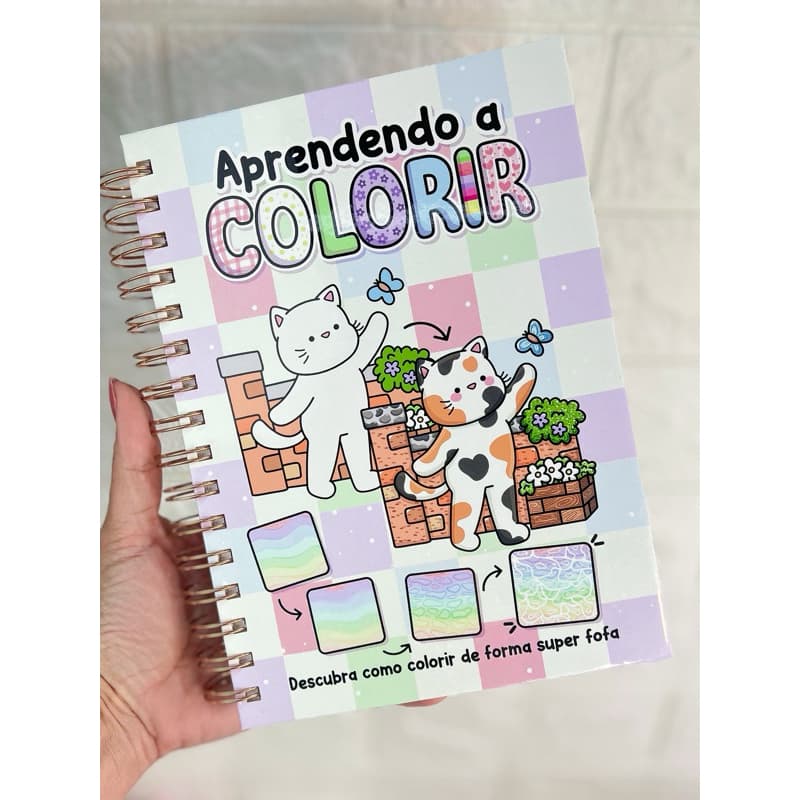 Livro de Colorir, Aprenda a Colorir Texturas,  Efeitos, Degradê, Sombras, Água - Papel 180g Capa Dura Personalizada
