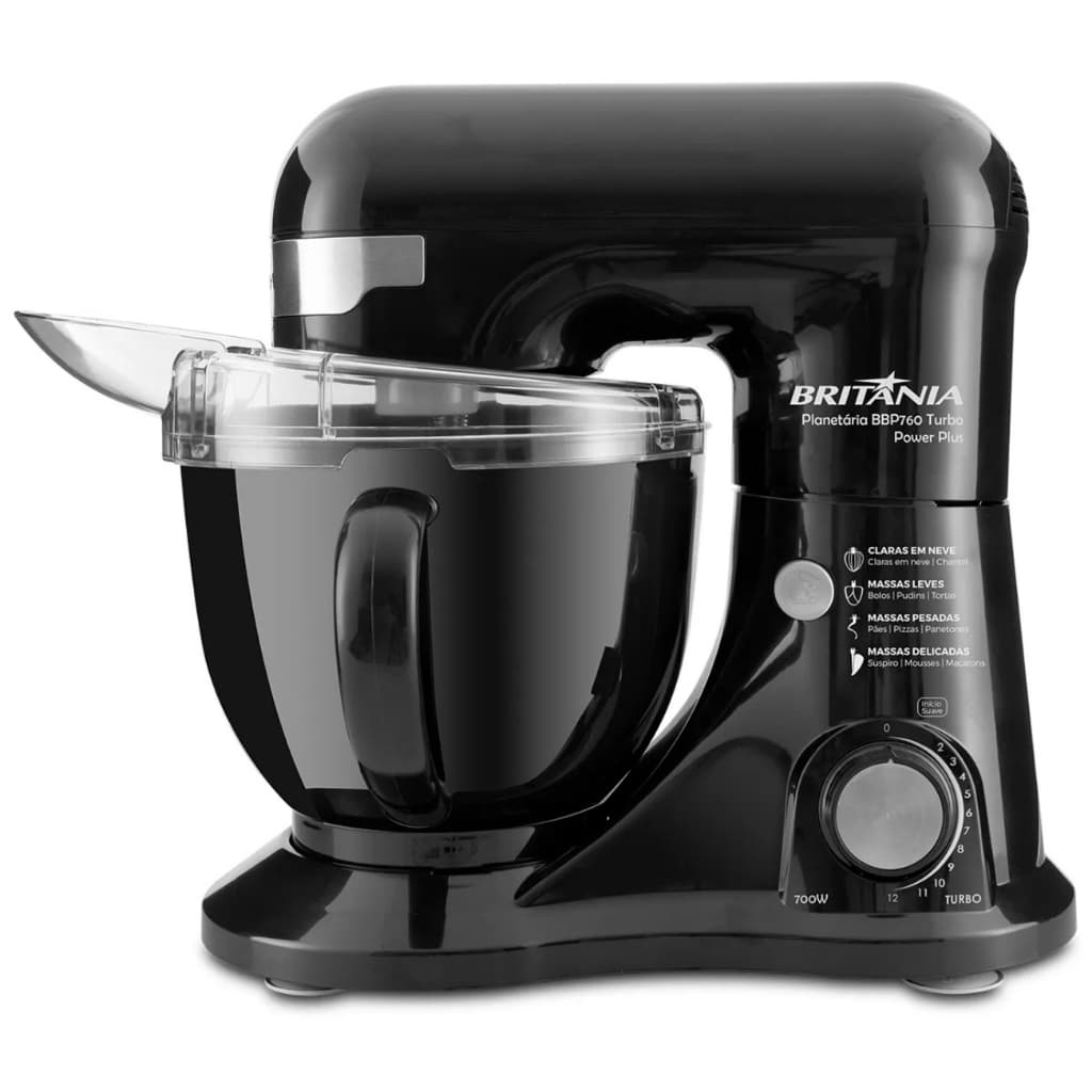 Batedeira Planetaria Bbp760p Power Plus Turbo Britânia Cor Preto Frequência 0,7 110V