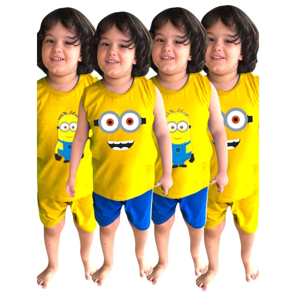 Conjunto Infantil Regata e Short Unissex Menino Menina Verão Minions