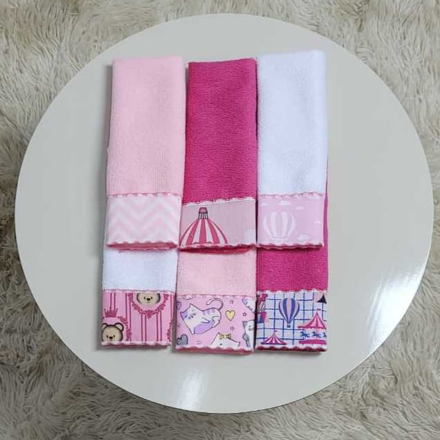 Kit 6 Toalhinhas de Boca ou Ombro Bebê - 20x40cm - Toque Macio e Alta Absorção Algodão Misto