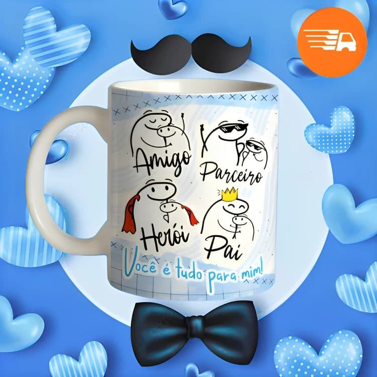 Caneca/Porcelana/Personalizada/Flork/Dia/dos/pais/caneca-dia-dos-pais