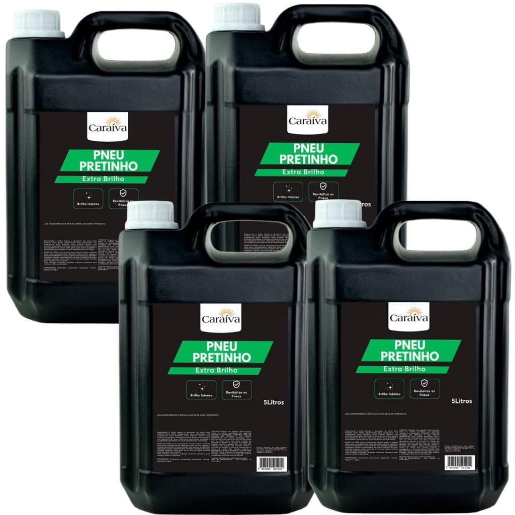 Kit 4 Pneu Pretinho Ideal para Lava Rápido e Estética Brilho Molhado Automotivo Longa Duração e Alto Brilho
