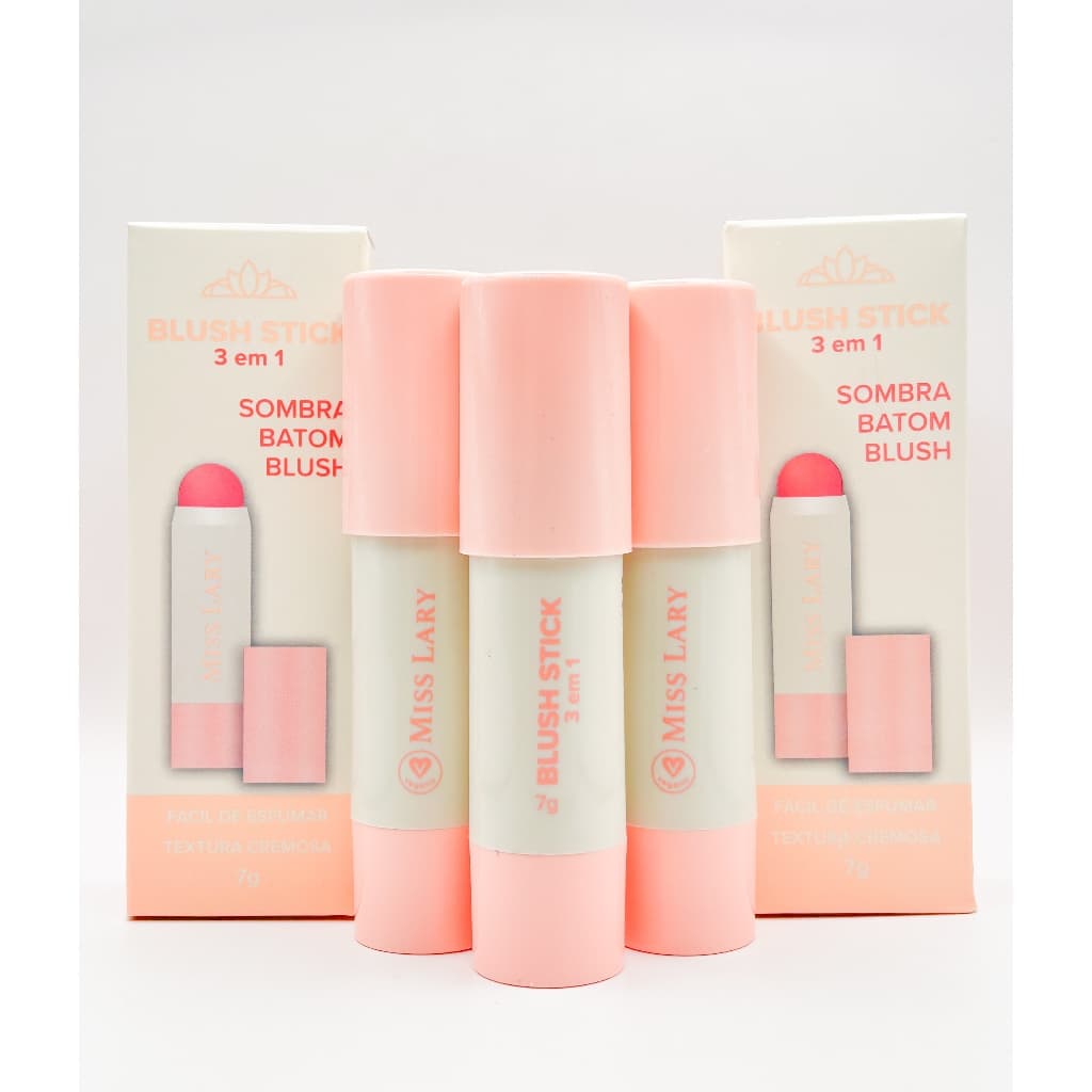 Blush em Stick 3 em 1 Miss Lary - Sombra, Batom e Blush