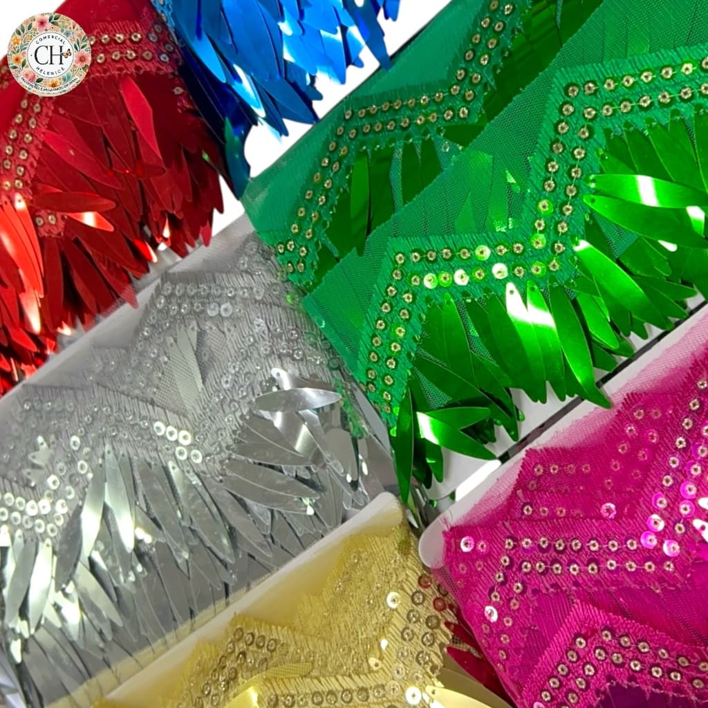 Franja de Paetê com Fileti Carnaval Fantasia Roupa Artesanato