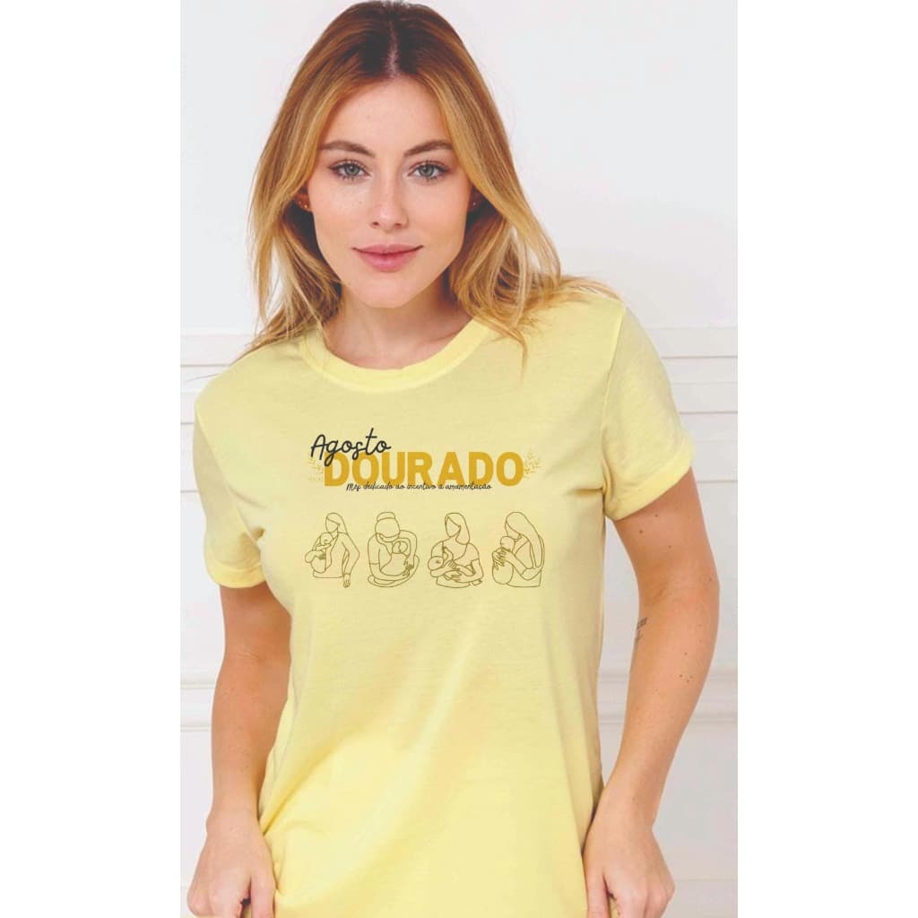 Camiseta Campanha Aleitamento Materno, agosto dourado