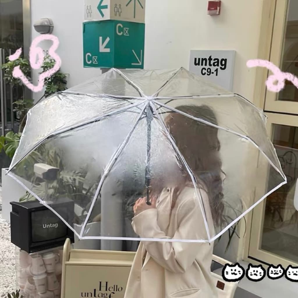 Guarda Chuva Sombrinha Reforçado Manual Transparente Portátil Dobrável MDL212