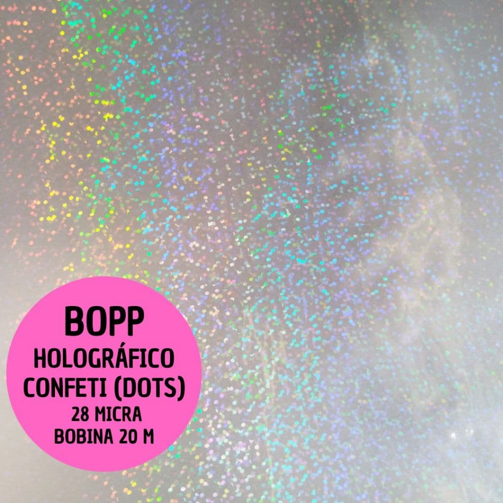 BOBINA BOPP Holográfico Confeti (DOTS)  22cm x 20 metros