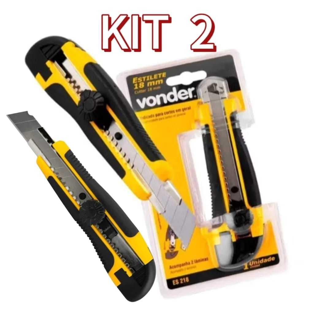 Kit 2 Estilete Emborrachado Profissional 18mm + Brinde lâminas de Estilete