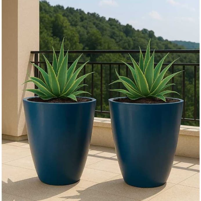 Vaso decorativo Kit com 2 Vasos Para Plantas e Flores Coluna Marmorizada Decorativo em Polietileno Tam PP+P