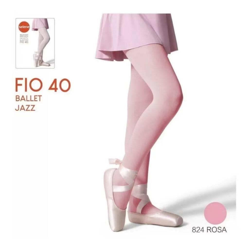 MEIA CALÇA BALLET /JAZZ DANÇA INFANTIL FIO 40 TRADICIONAL SELENE ROSA OU BRANCA