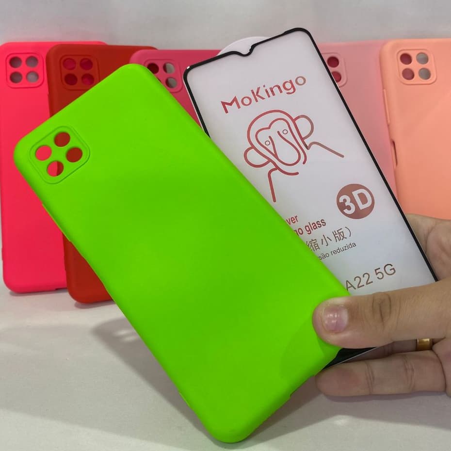 Capa A22 5G + Película 3D Kit Samsung Capinha Case Protetora Celular Silicone
