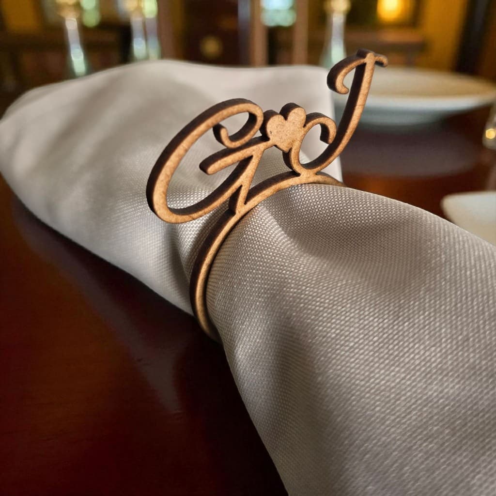 100 Anéis Porta Guardanapo Personalizados Casamento Iniciais dos Noivos Decoração de Mesa