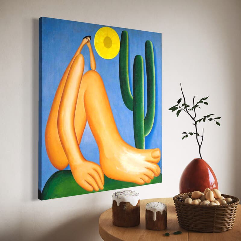 Quadro Tarsila do Amaral Abaporu Obras de Artes Moderna em Tela Acetinada