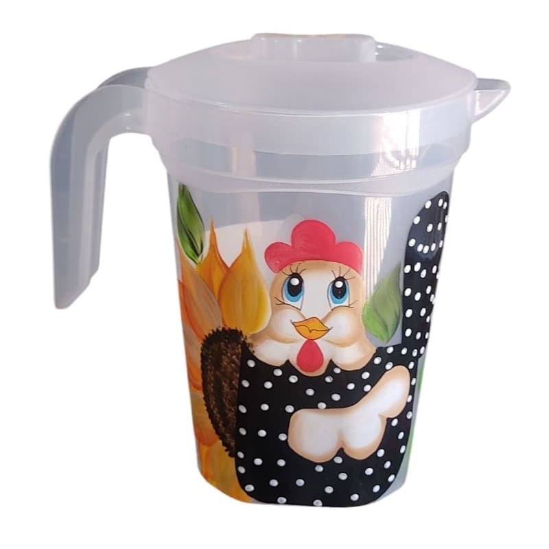 jarra plástico transparente 1,800 ml decorado a mão suco leite água