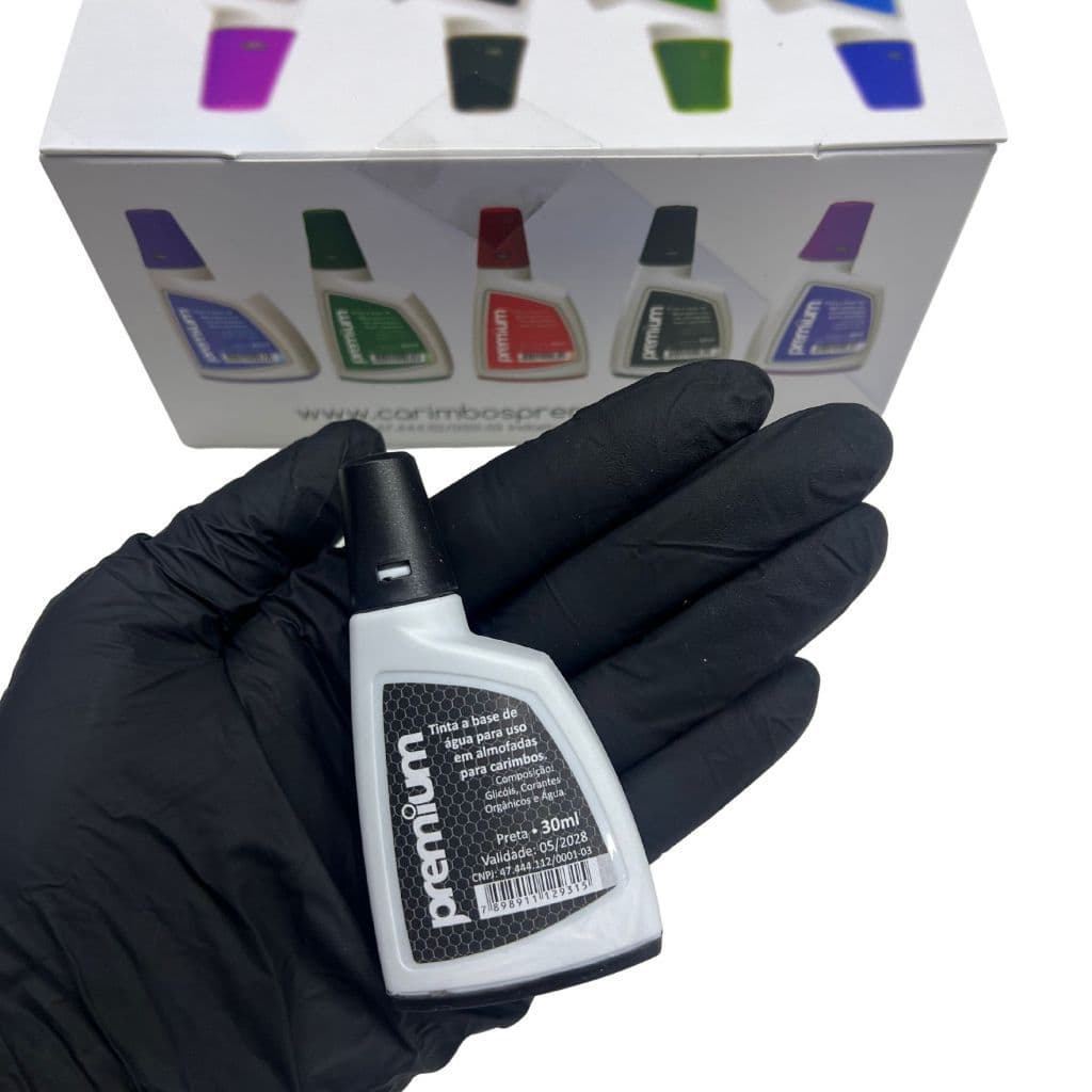 TINTA PRETA DE CARIMBO 30ML PREMIUM P/ CARIMBO AUTOMATICO OU ALMOFADA , USE NO DIA A DIA, ESCRITORIO