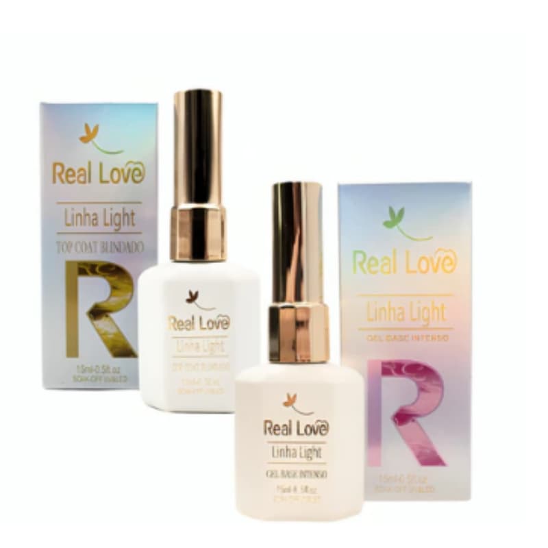 Top Coat Blindado + Base em Gel Intenso 15ml Cada- Linha Da Real Love