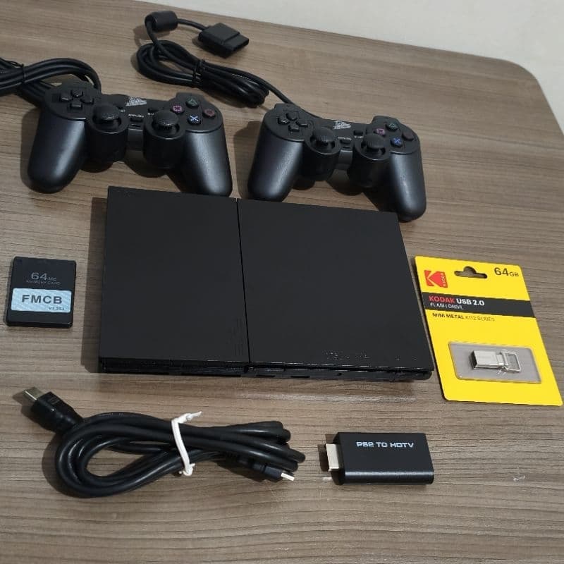 PlayStation 2 Ps2 c/ OPL + 2 Controles + Pen drive c/ 20 Jogos a sua escolha
