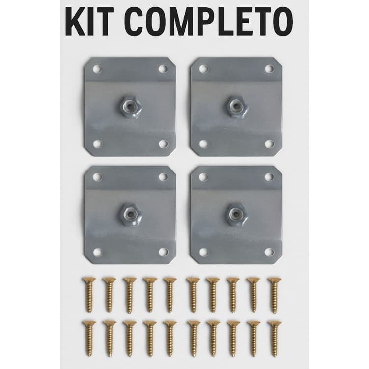 🌟 Kit Completo – 4 Pés Palito 30cm + Chapinhas + 16 Parafusos