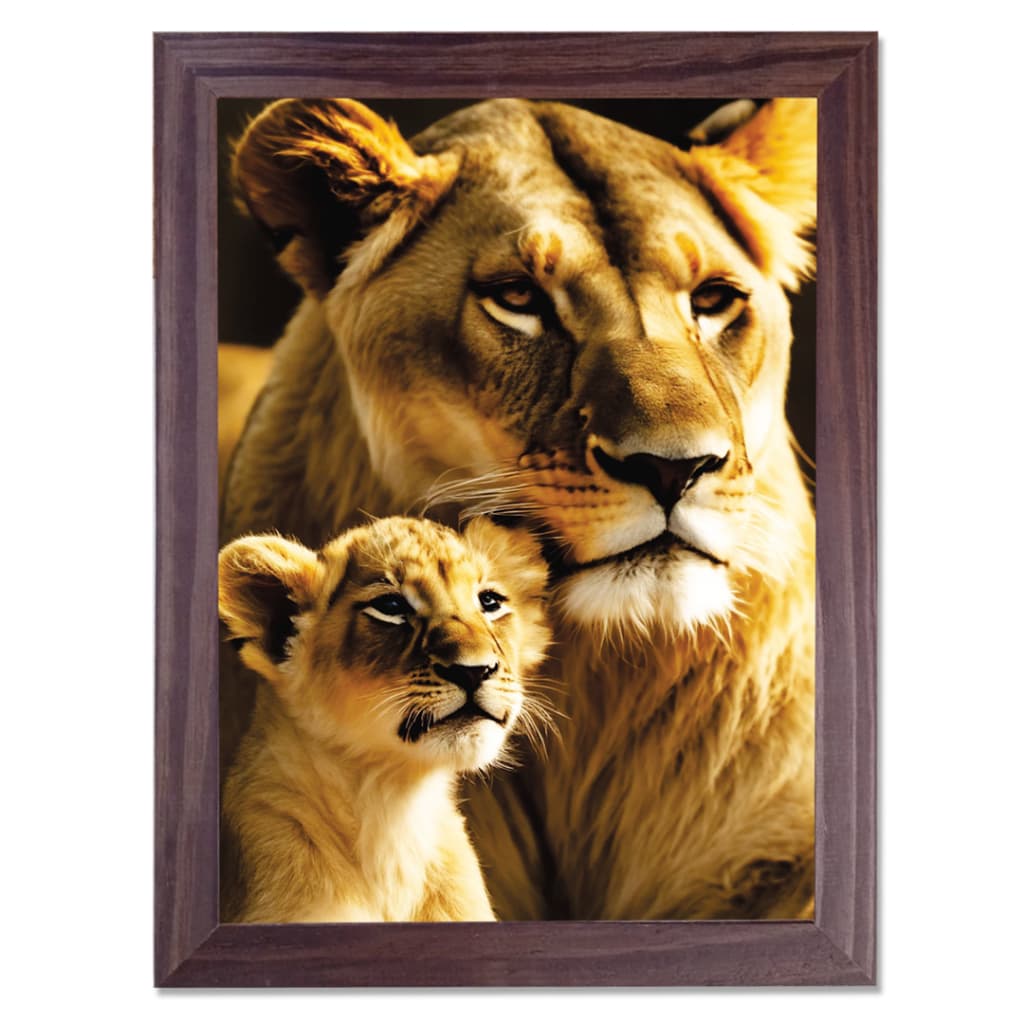 Quadro Leão de Judá Família de Leões Leoa Filhotes moderno decorativo luxo 40cm com moldura promoção