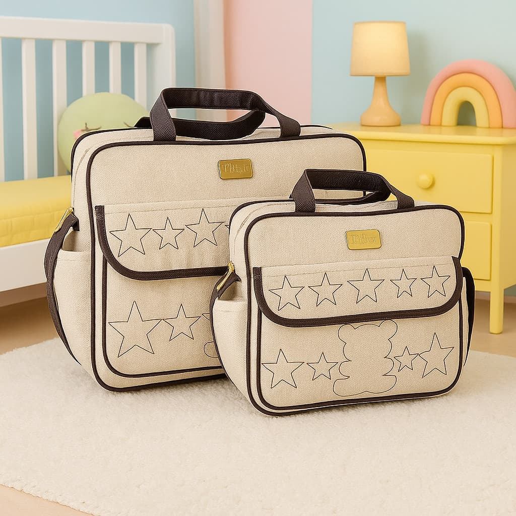 Conjunto Mala Maternidade Bebê Grande e Pequena Kit com 2 Bolsas Para Fraldas e Saída Maternidade