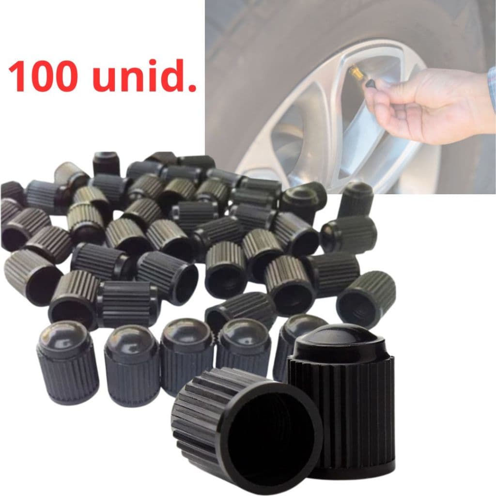 Kit 100 Tampinha Bico Pneu Carro Moto Bicicleta