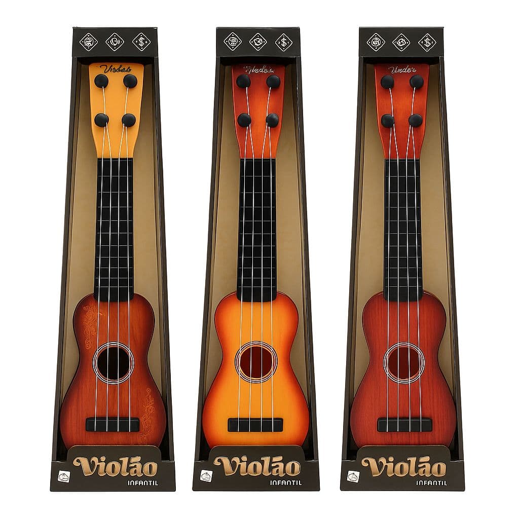 Violão De Brinquedo Infantil 28cm 4 Cordas Mini Violãozinho Musical Ukulele Instrumento Musical
