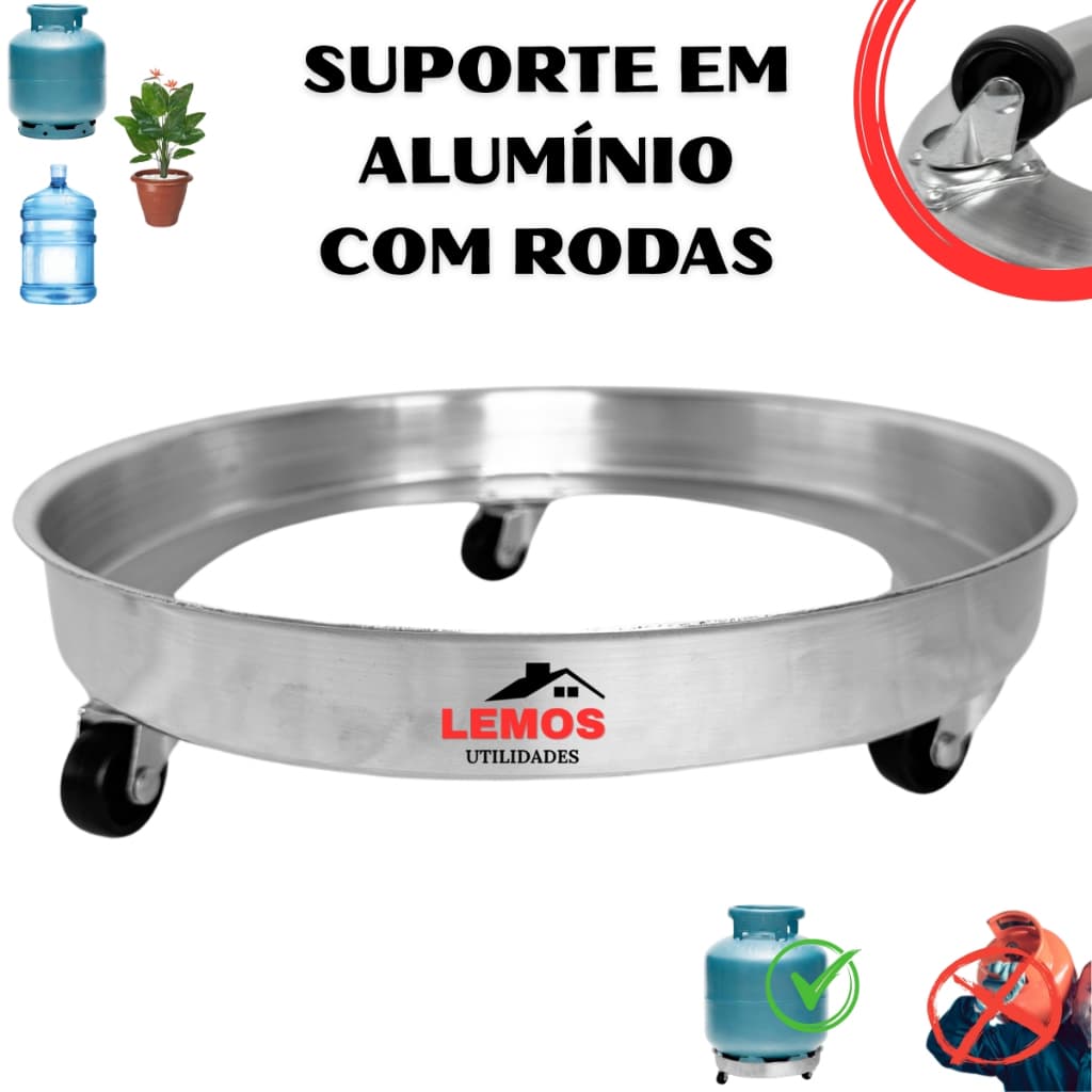 Suporte Em Aluminio Para Botijão De Gás Vaso Galão Reforçado Suporta até 60KG