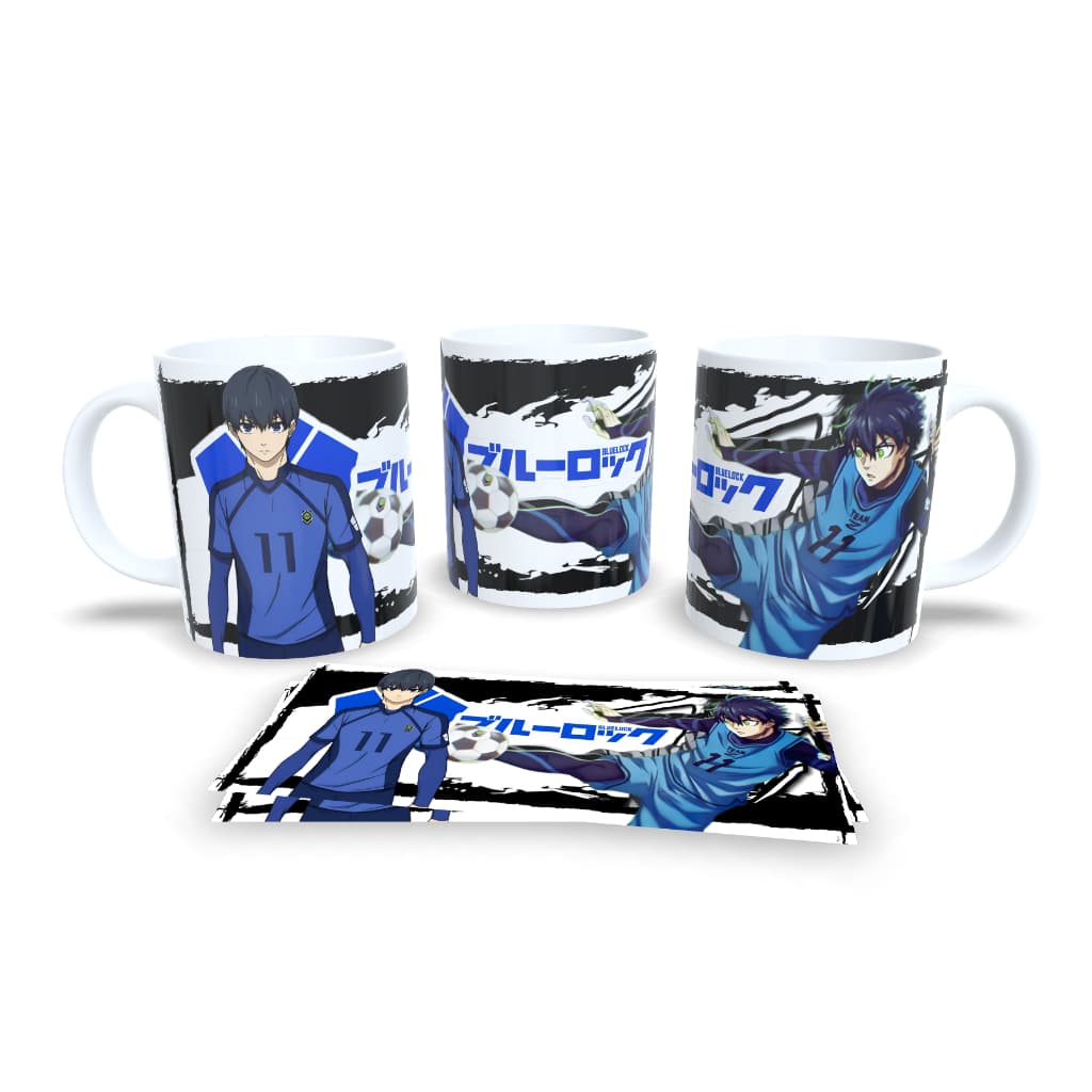 Caneca - Anime - Porcelana - Blue Lock - Isagi - Nagi - Bachira - Presente - Cerâmica - Personalizada - 325ml