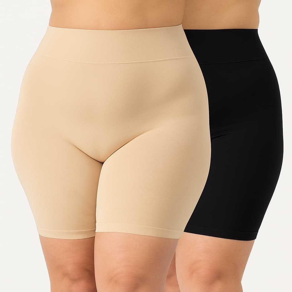 KIT 2 Short Cós Alta Qualidade Segunda Pele Bermuda Anágua Liso Feminina