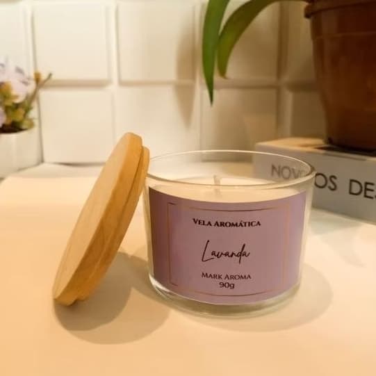 Vela Aromática Lavanda 90g | Feita à Mão | Cera Vegetal  de coco.| Vela Relaxante | Vela Artesanal