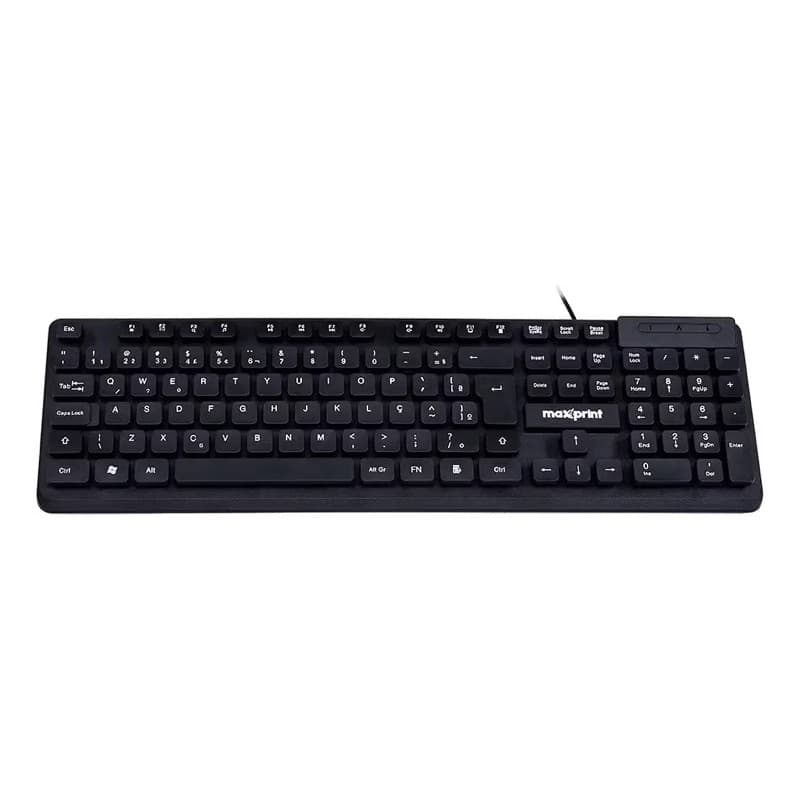 Teclado com fio Maxprint OFFICEEASY Multimidia FN USB 2.0 ABNT2 Preto 60000153