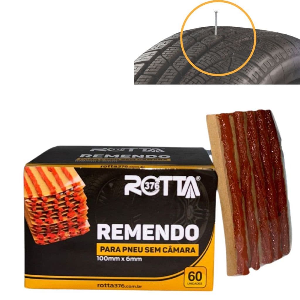 Refil Para Pneu Remendo Macarrão Rotta376 Caixa Com 60 Pçs