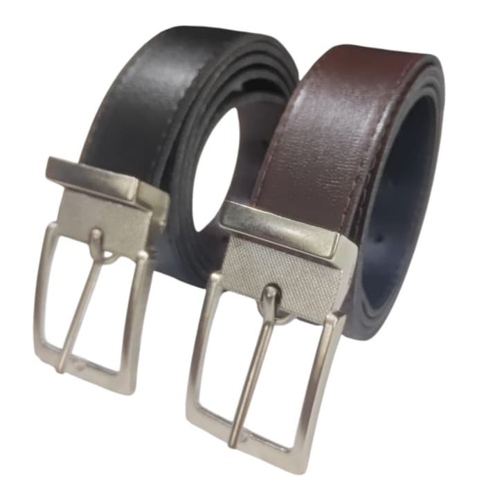 Kit 2 Cintos Social Casual Dupla Face Masculino para uso Diário Fivela em Metal Removível Tamanho ajustável