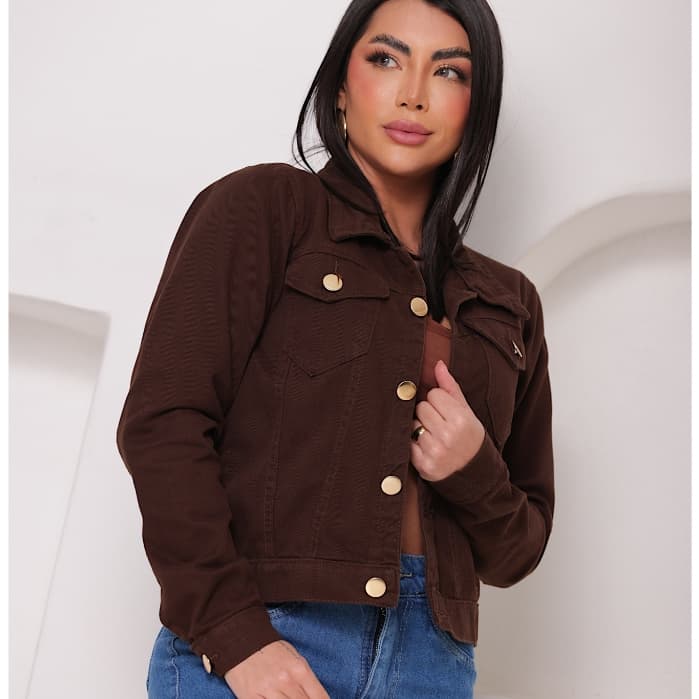 Jaqueta Feminina Marrom | Distraída | Jeans | Brim | Denim