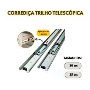 Corrediças Telescópicas de aço para moveis  Com Parafusos 30cm/ 35cm.