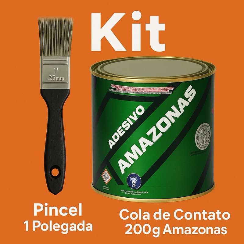 Kit Cola de Contato sapateiro Amazonas 200g + Pincel 1” | Alta Aderência | Ideal para MDF, Couro, Laminado, EVA, Artesa.