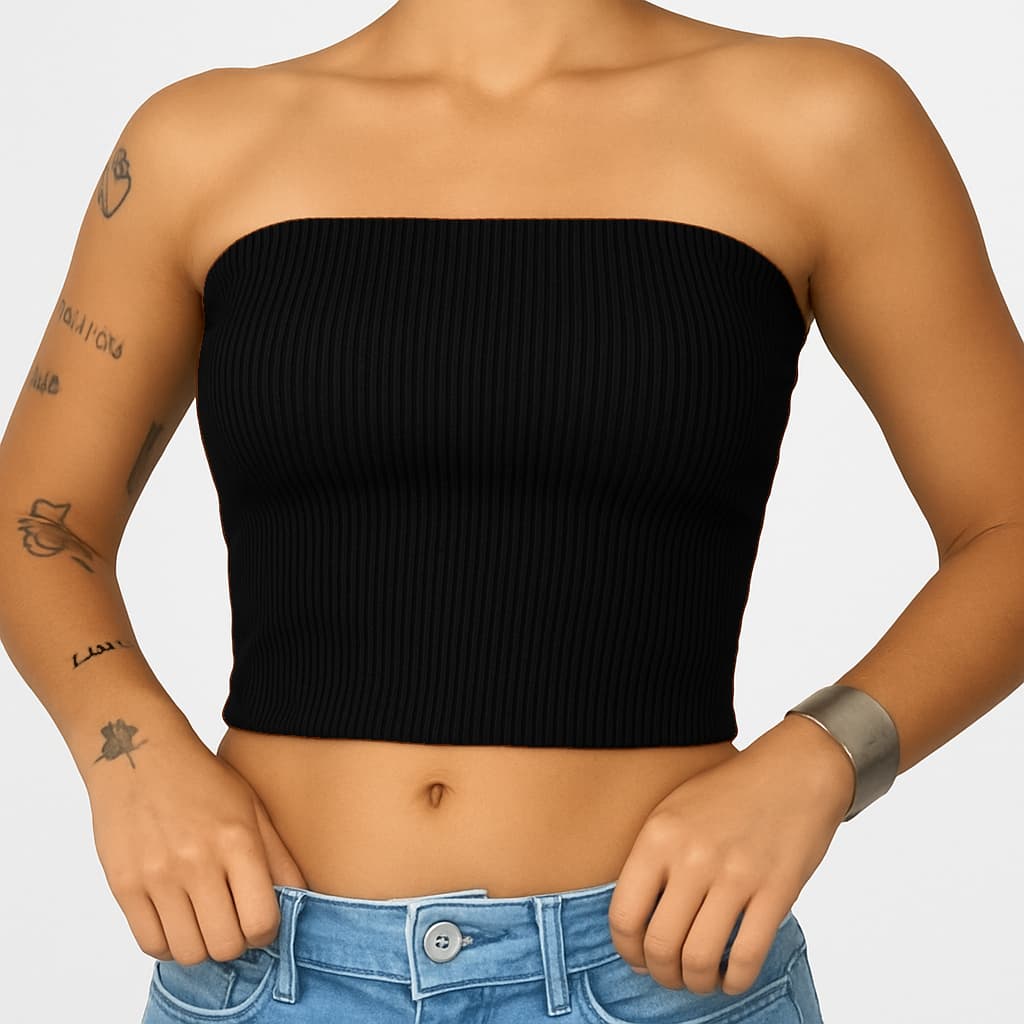 CROPPED TOP FAIXA TOMARA QUE CAIA SEM ALÇA NO ANARUGA PROMOÇÃO