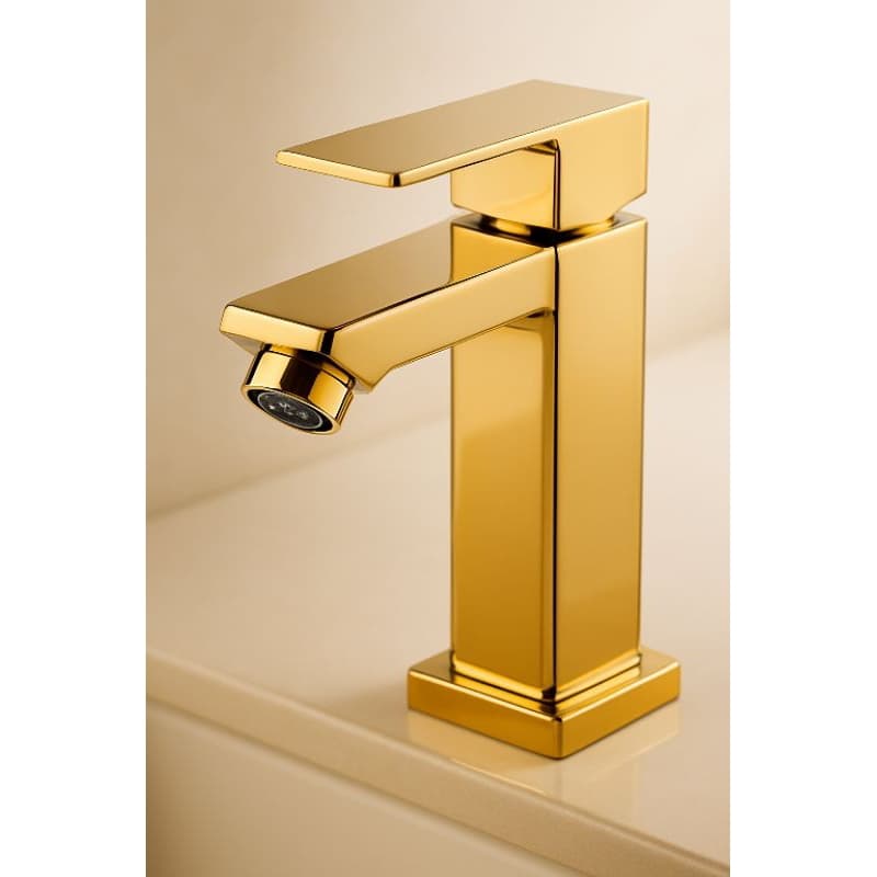 Torneira Dourada Para Banheiro Bancada Lavabo 1/4 De Volta Aço Inox Metal