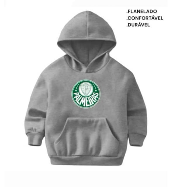 Moletom Infantil Flanelado Canguru Blusa Quentinha Casaco Palmeiras Verdão Estampado Times