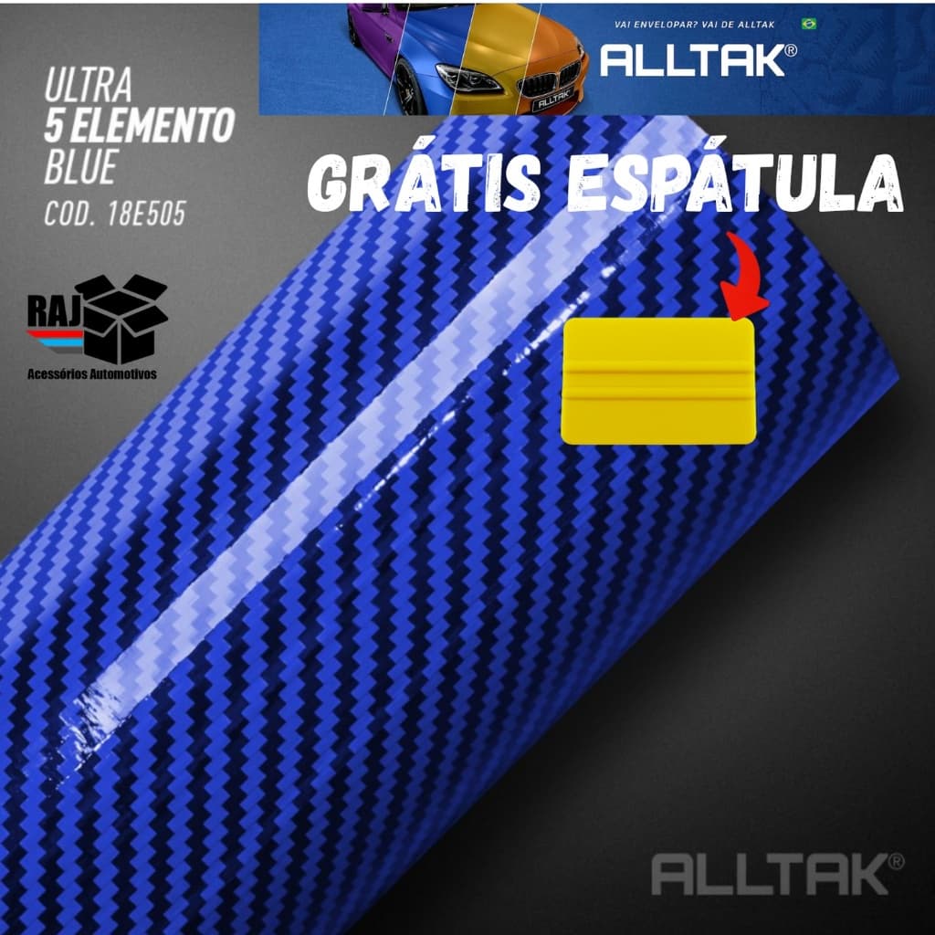 Adesivo Vinílico fibra de carbono 5D Alltak, Quinto elemento azul, blue, carro, moto, soleira