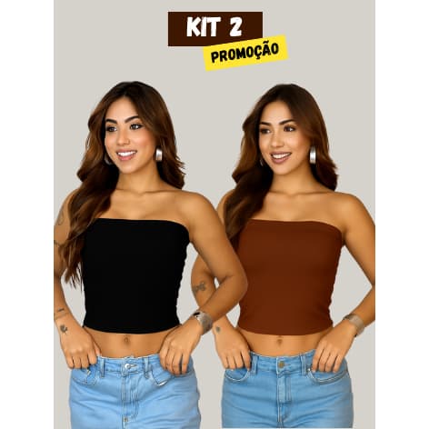 KIT 2 CROPPED TOP FAIXA TOMARA QUE CAIA SEM ALÇA NO ANARUGA PROMOÇÃO