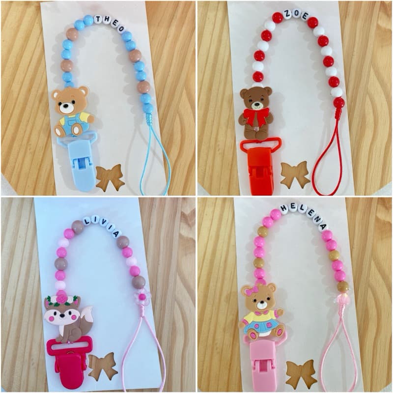 Prendedor de chupeta personalizado com nome  para menina e menino prendedor de bico tudo para criança