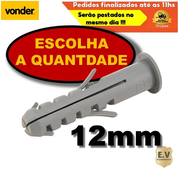 Bucha de Fixação 12mm  Vonder com Anel Para Concreto Parede Alvenaria Armários Cantoneiras Escolha Seu Kit